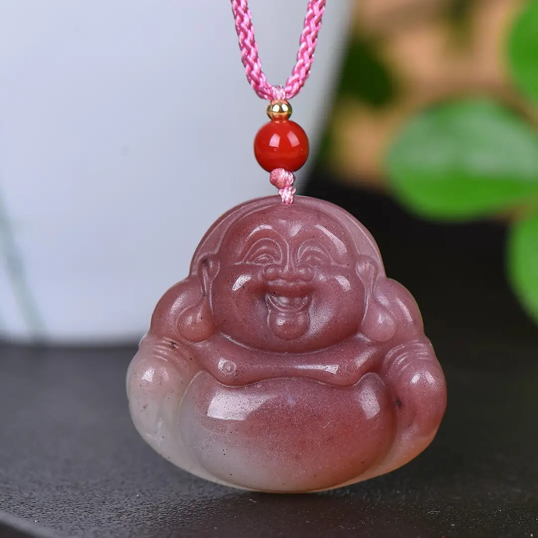 Gold Silk Jade "Big Belly Buddha" Pendant - Image 3