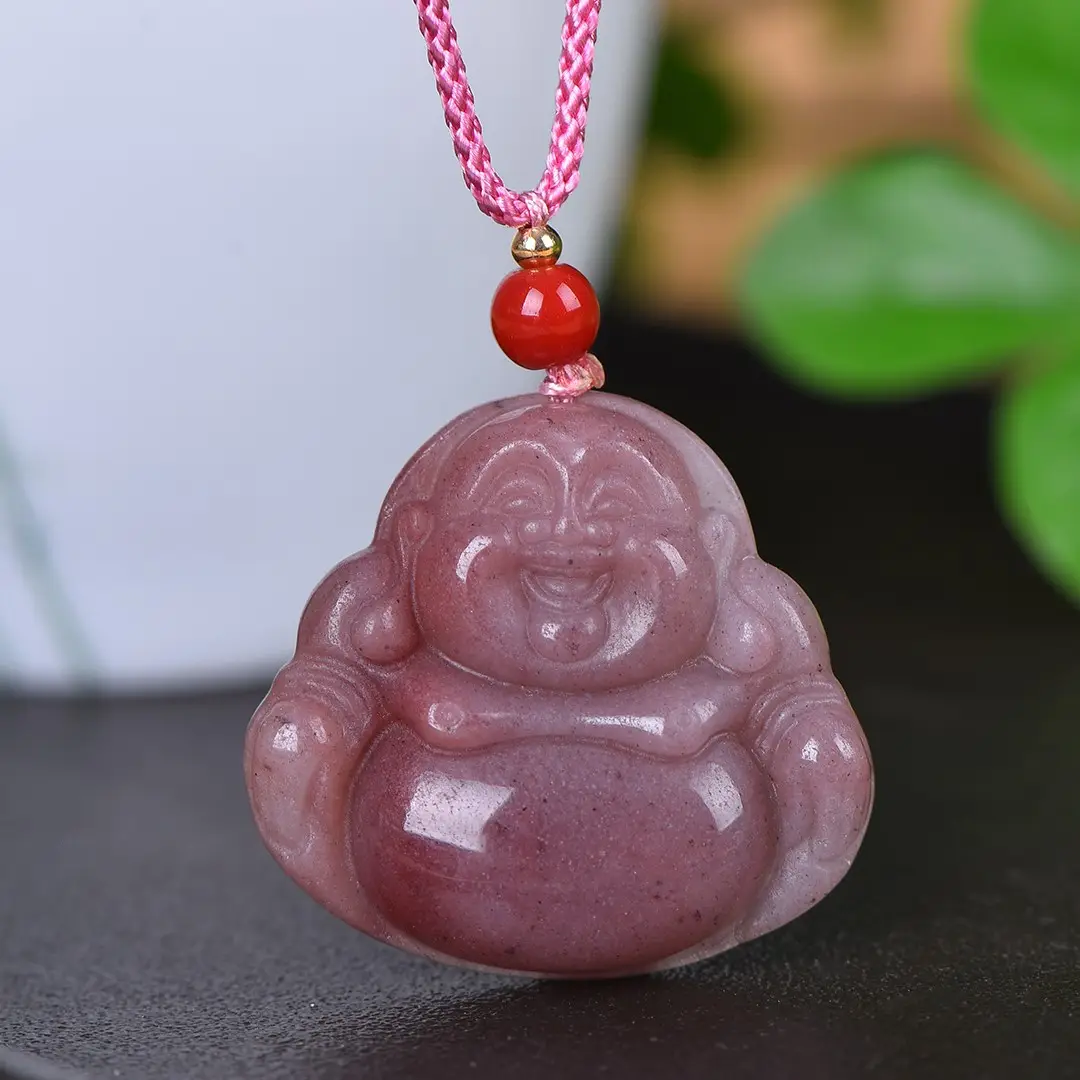 Gold Silk Jade "Big Belly Buddha" Pendant - Image 2