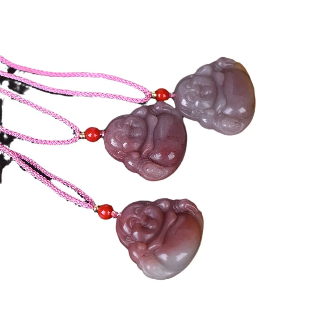 Gold Silk Jade "Big Belly Buddha" Pendant - Image 5