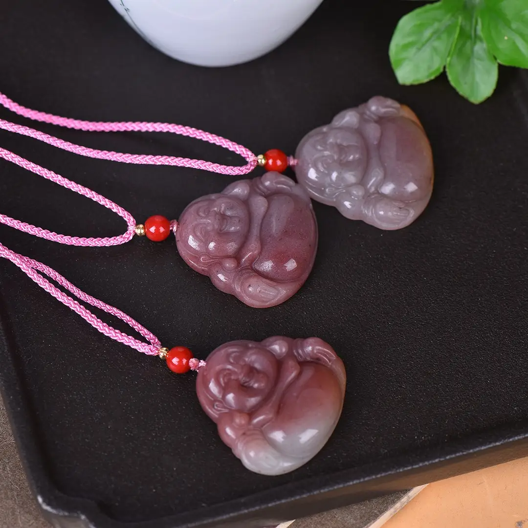 Gold Silk Jade "Big Belly Buddha" Pendant — feature 7