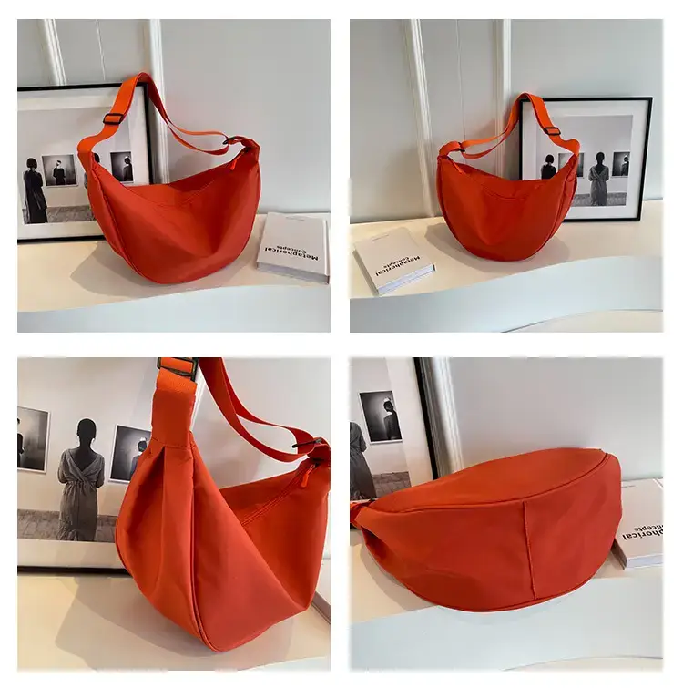 Women's Orange Canvas Shoulder Messenger Bag Large Capacity - Image 4