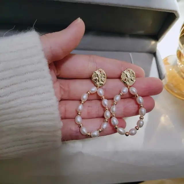 Vintage Hong Kong Pearl Earrings S925 Silver Niche Design - Image 2