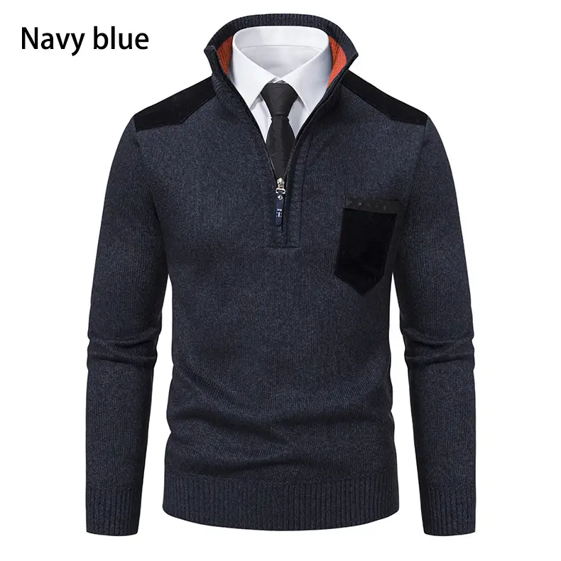 Men Grey Knit Hooded Zip Pullover Sweater — feature 11