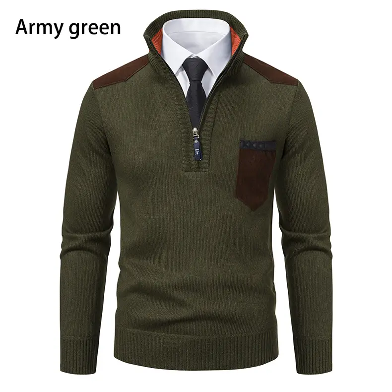 Men Grey Knit Hooded Zip Pullover Sweater — feature 14