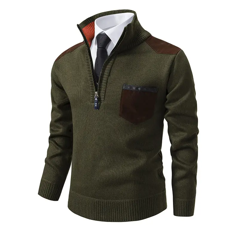 Men Grey Knit Hooded Zip Pullover Sweater — feature 15