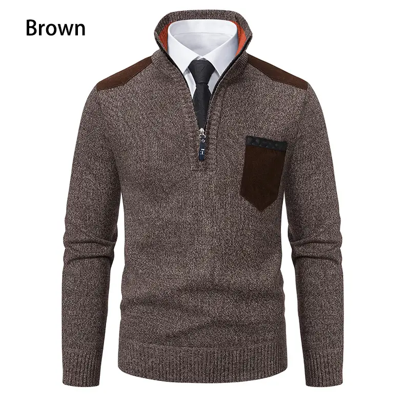 Men Grey Knit Hooded Zip Pullover Sweater — feature 17
