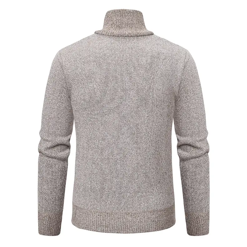 Men Grey Knit Hooded Zip Pullover Sweater — feature 4