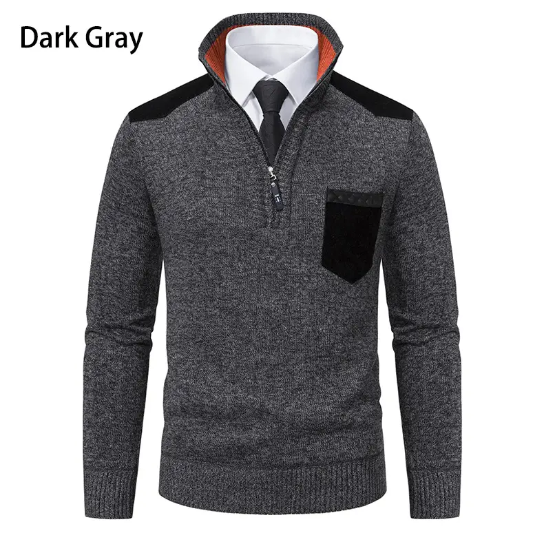 Men Grey Knit Hooded Zip Pullover Sweater — feature 5