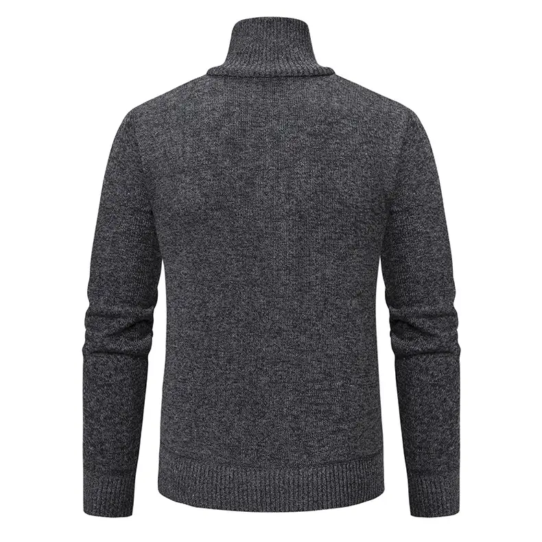 Men Grey Knit Hooded Zip Pullover Sweater — feature 7