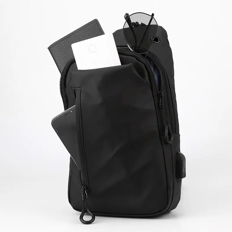 Men's Black Shoulder Messenger Bag Large Capacity Casual Versatile — feature 13