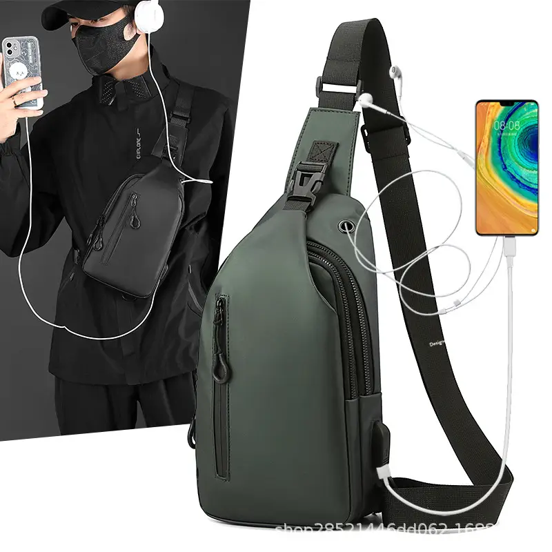 Men's Black Shoulder Messenger Bag Large Capacity Casual Versatile — feature 2