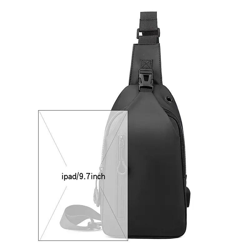 Men's Black Shoulder Messenger Bag Large Capacity Casual Versatile — feature 5