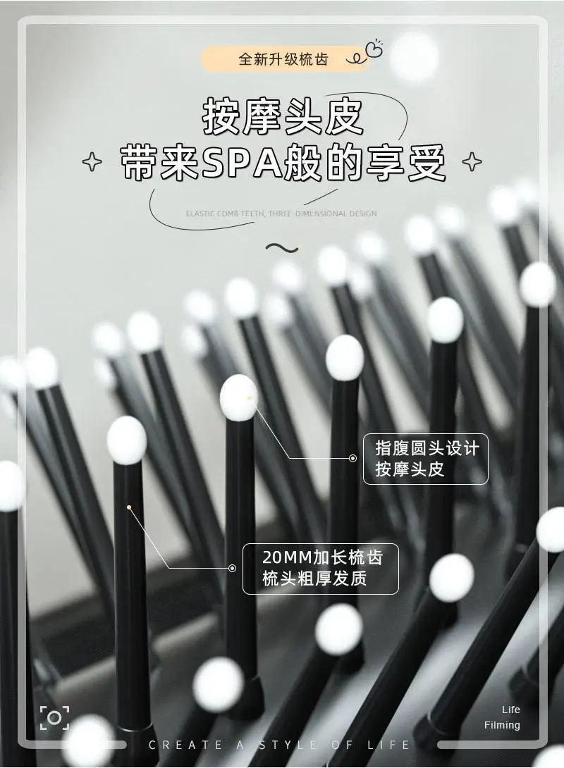 Folding Hair Brush Mirror Portable Air Cushion Comb — feature 5