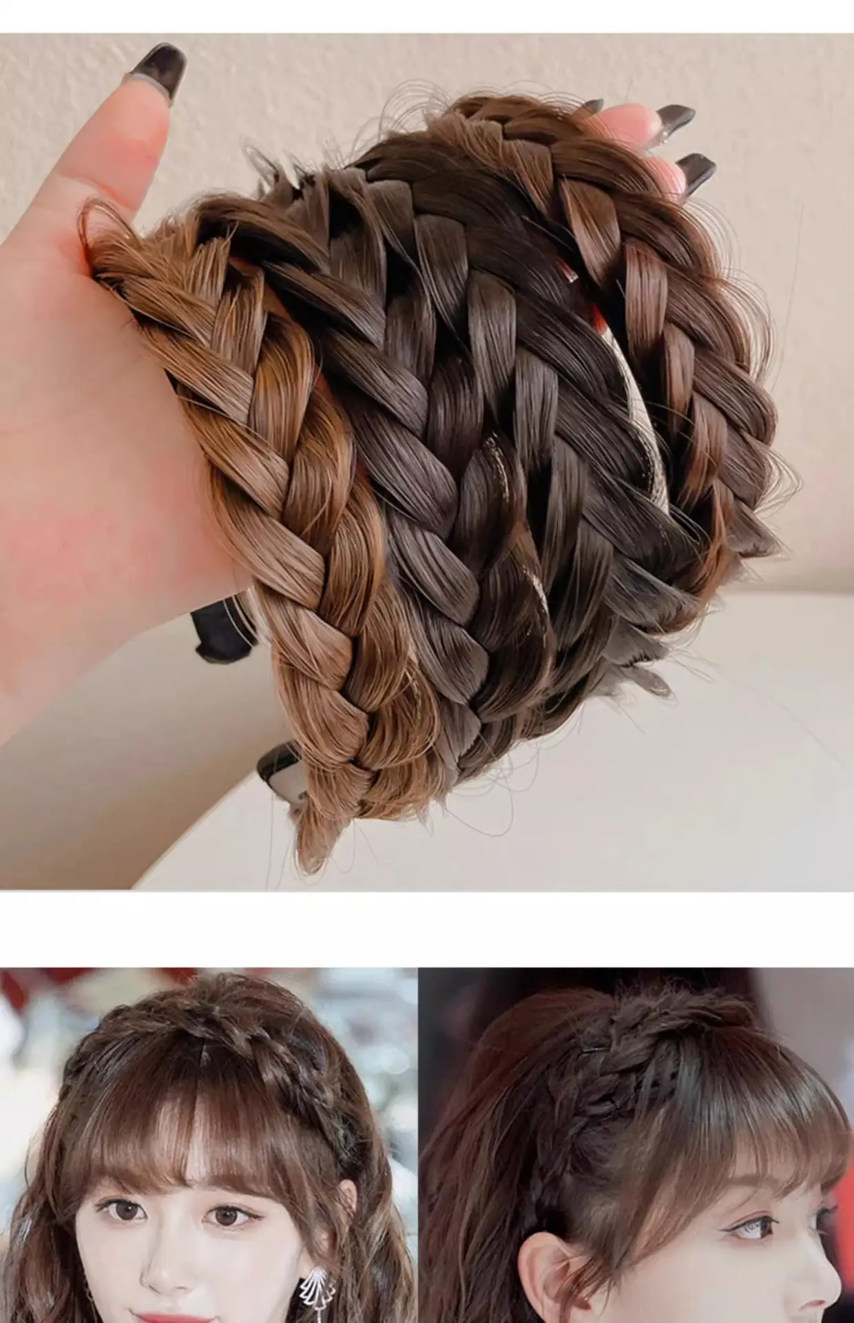Women's Fishbone Braided Hair Clip Headband — feature 29