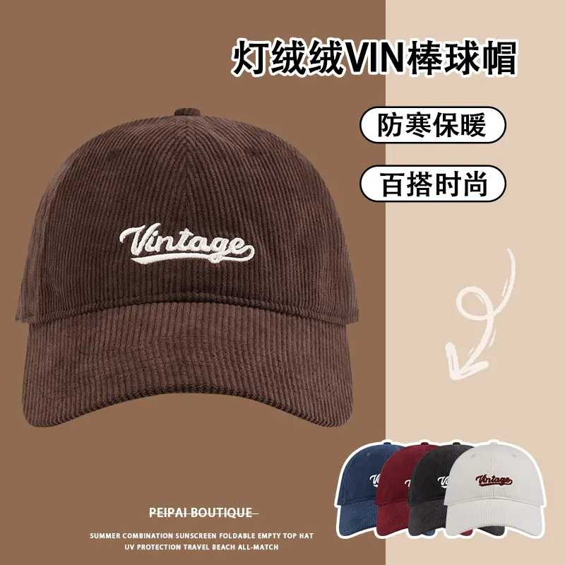 Women Corduroy Baseball Cap Vintage Logo Deep Blue 2023 - Image 4
