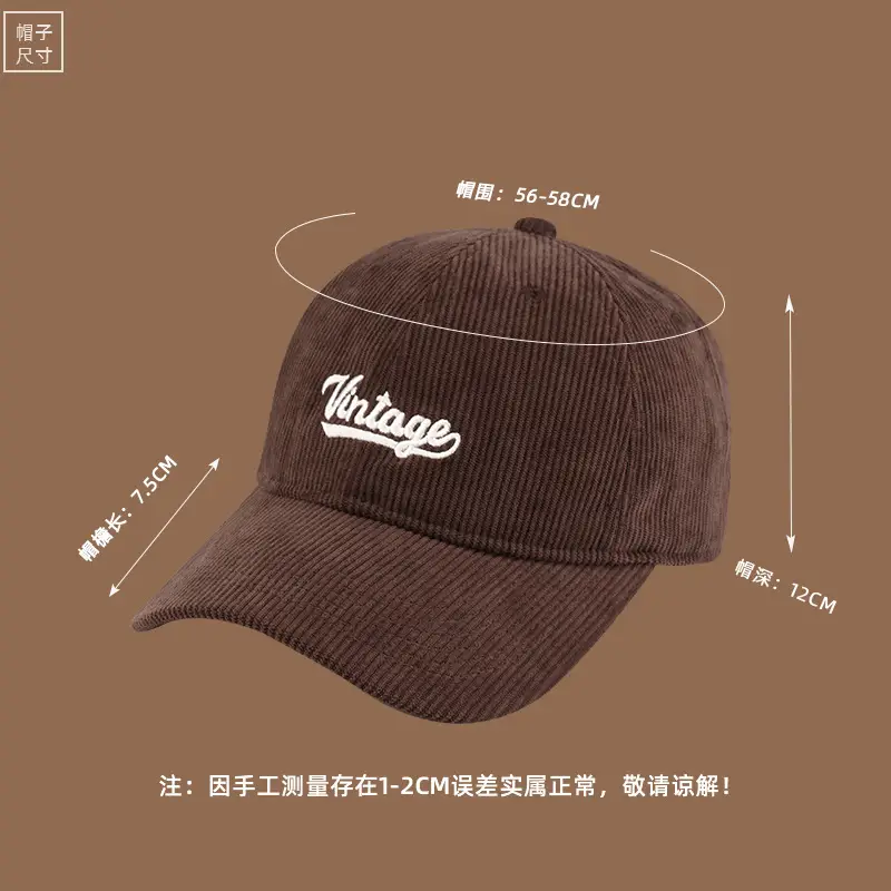 Women Corduroy Baseball Cap Vintage Logo Deep Blue 2023 - Image 6