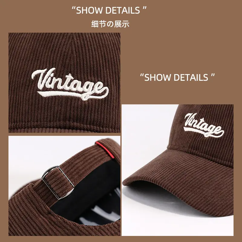 Women Corduroy Baseball Cap Vintage Logo Deep Blue 2023 — feature 11