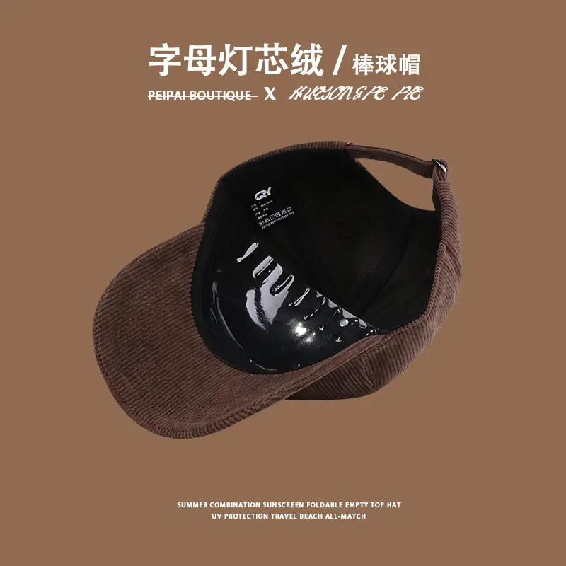 Women Corduroy Baseball Cap Vintage Logo Deep Blue 2023 — feature 12