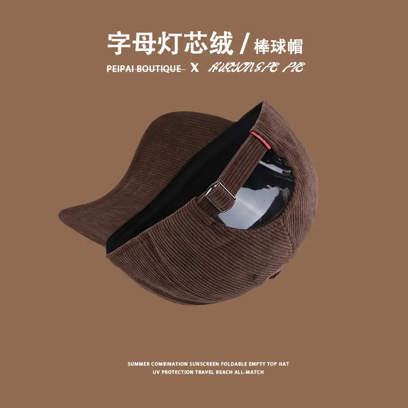 Women Corduroy Baseball Cap Vintage Logo Deep Blue 2023 — feature 13
