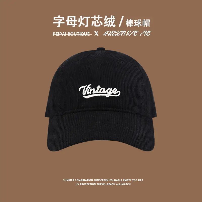 Women Corduroy Baseball Cap Vintage Logo Deep Blue 2023 — feature 6
