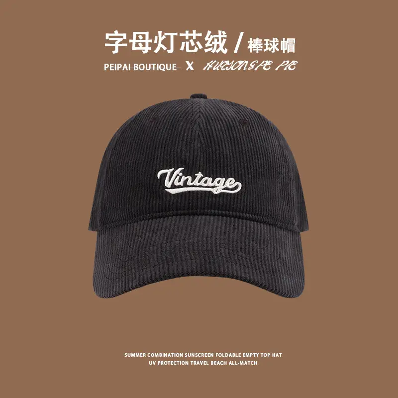 Women Corduroy Baseball Cap Vintage Logo Deep Blue 2023 — feature 7