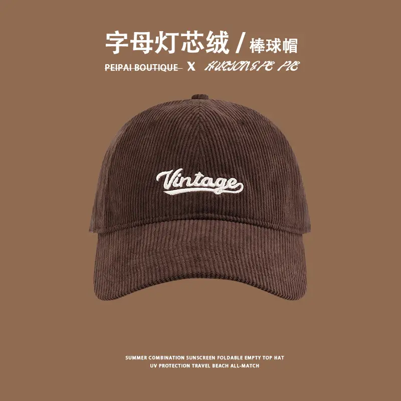 Women Corduroy Baseball Cap Vintage Logo Deep Blue 2023 — feature 9