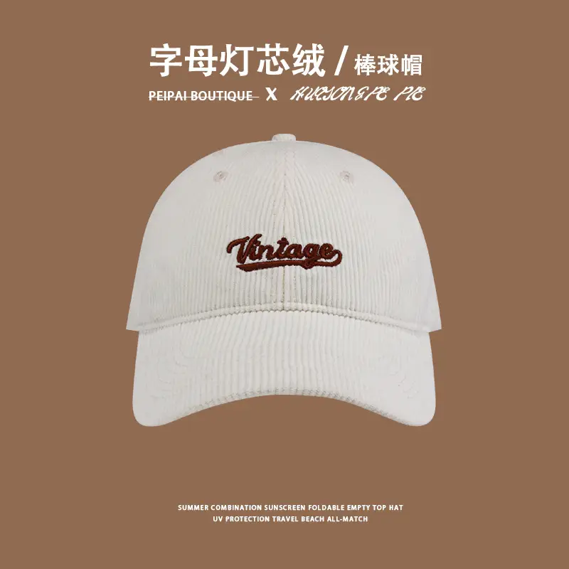Women Corduroy Baseball Cap Vintage Logo Deep Blue 2023 - Image 2