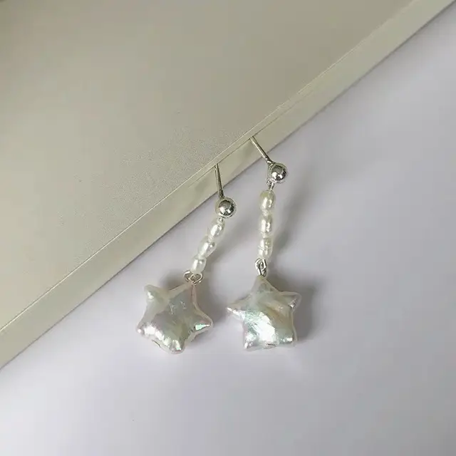 S925 Silver Star Pearl Earrings for Women - Image 4