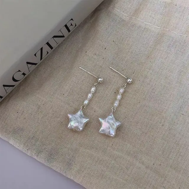 S925 Silver Star Pearl Earrings for Women - Image 5