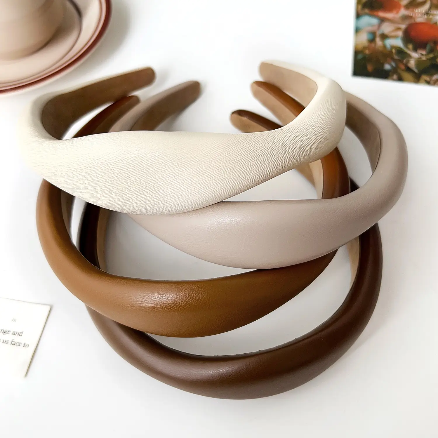 French High-End Retro Leather Asymmetrical Skull Headband for Women - Image 8