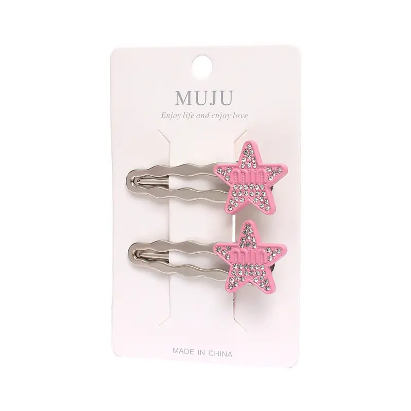 MUJU Heart Shaped Hairpins 2 Pcs Metal Clip - Image 14