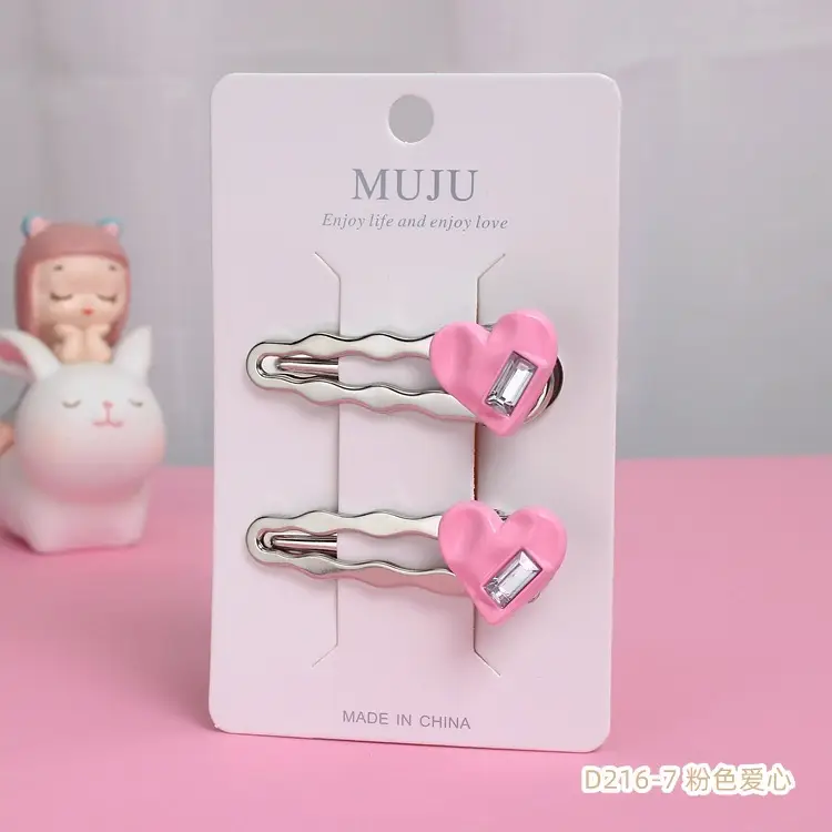 MUJU Heart Shaped Hairpins 2 Pcs Metal Clip - Image 7
