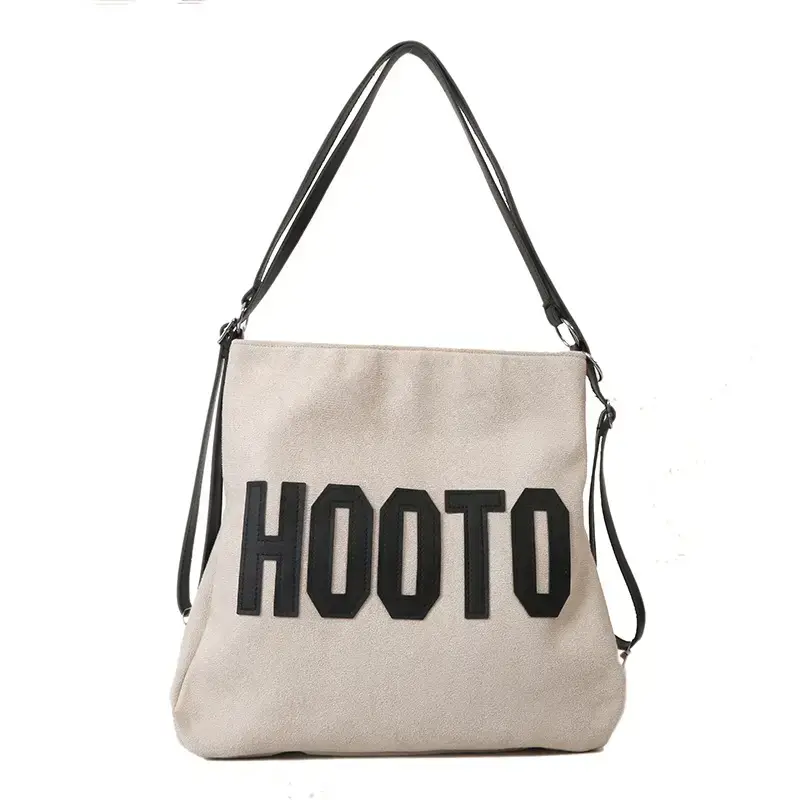 Textured Canvas Shoulder Bag Black White 2023 - Image 8
