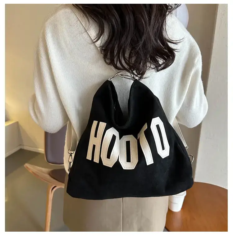Textured Canvas Shoulder Bag Black White 2023 — feature 14