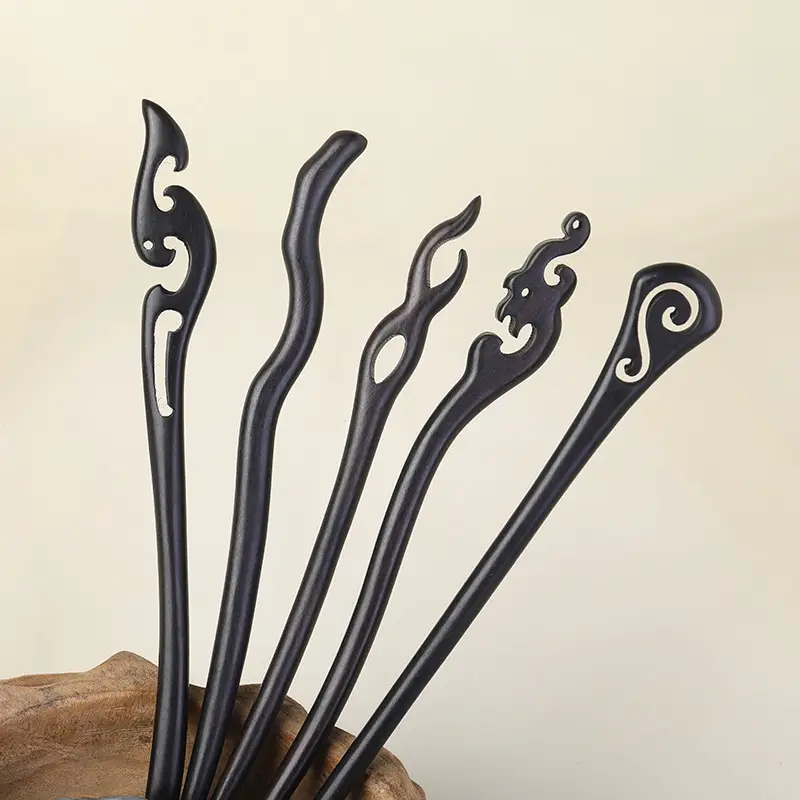 Antique Black Sandalwood Hairpin 18cm - Image 105