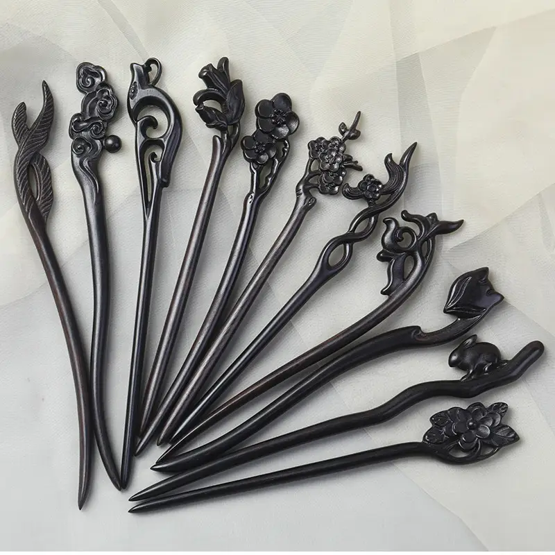 Antique Black Sandalwood Hairpin 18cm - Image 106