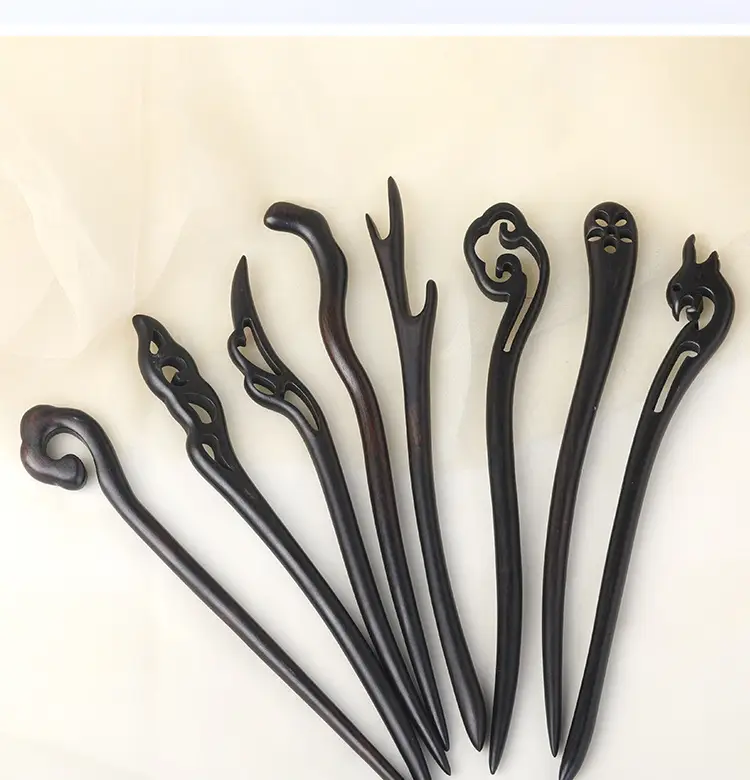 Antique Black Sandalwood Hairpin 18cm — feature 3