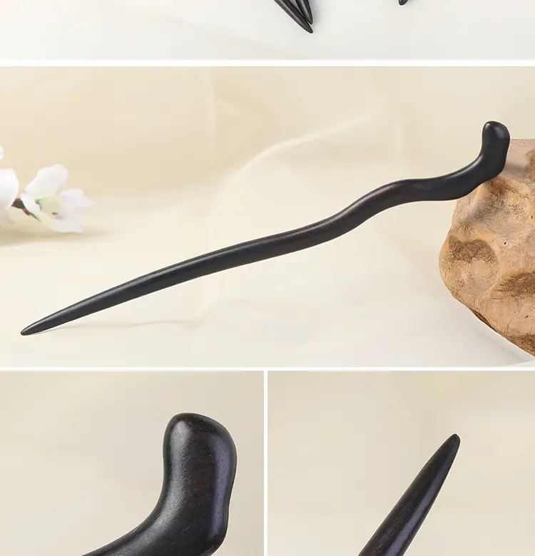 Antique Black Sandalwood Hairpin 18cm — feature 4