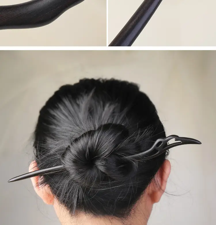 Antique Black Sandalwood Hairpin 18cm — feature 5