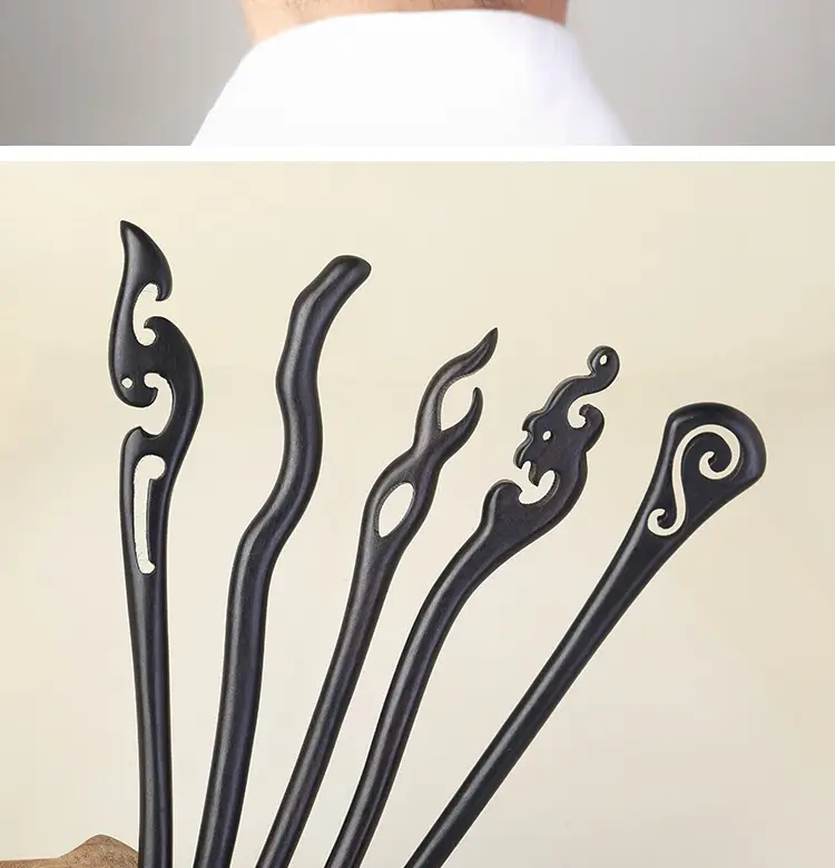 Antique Black Sandalwood Hairpin 18cm — feature 6