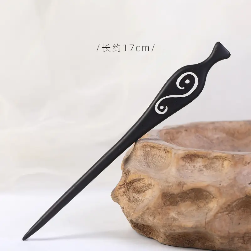 Antique Black Sandalwood Hairpin 18cm - Image 101