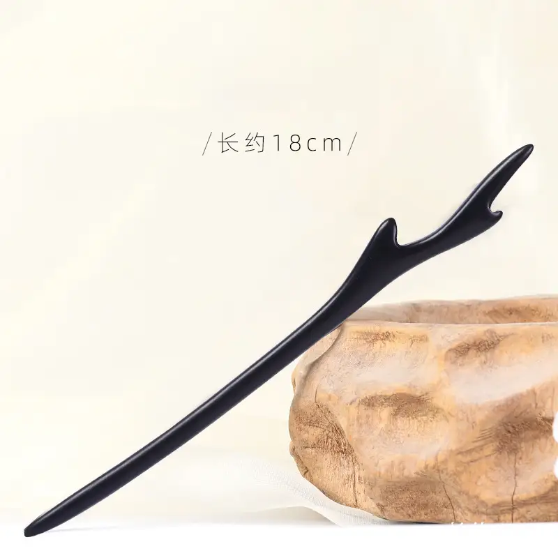 Antique Black Sandalwood Hairpin 18cm - Image 18