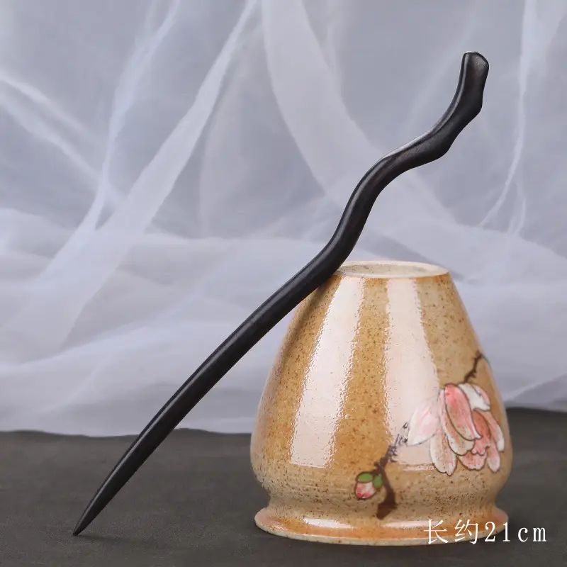 Antique Black Sandalwood Hairpin 18cm - Image 48