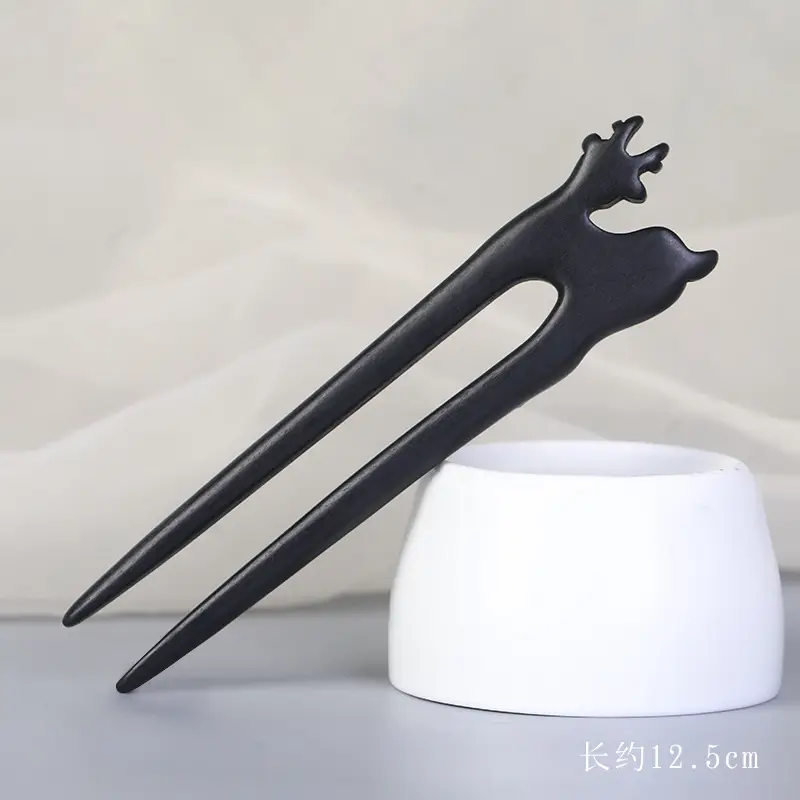 Antique Black Sandalwood Hairpin 18cm - Image 77