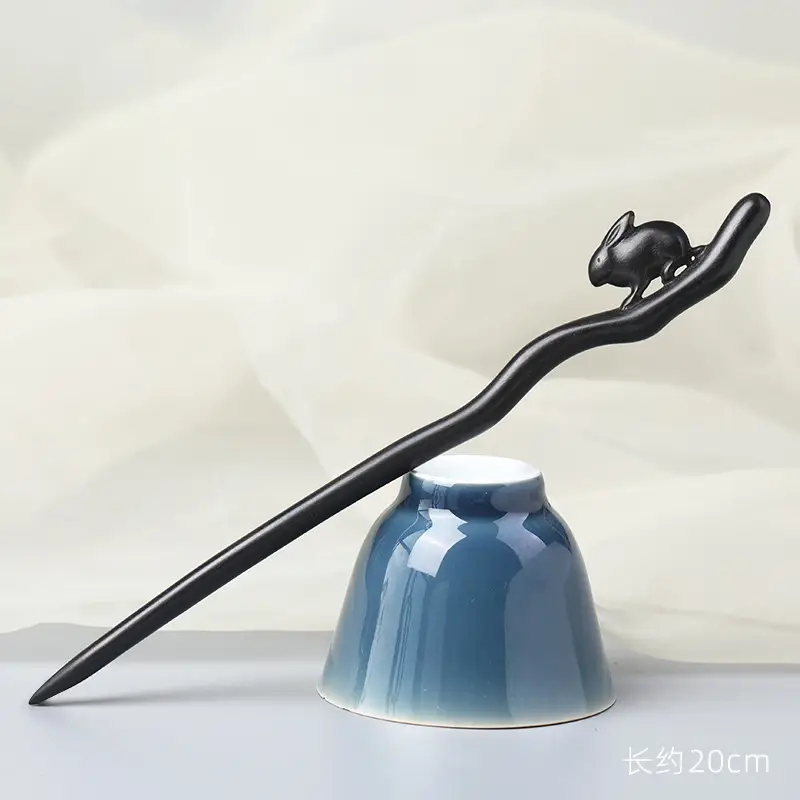 Antique Black Sandalwood Hairpin 18cm - Image 84