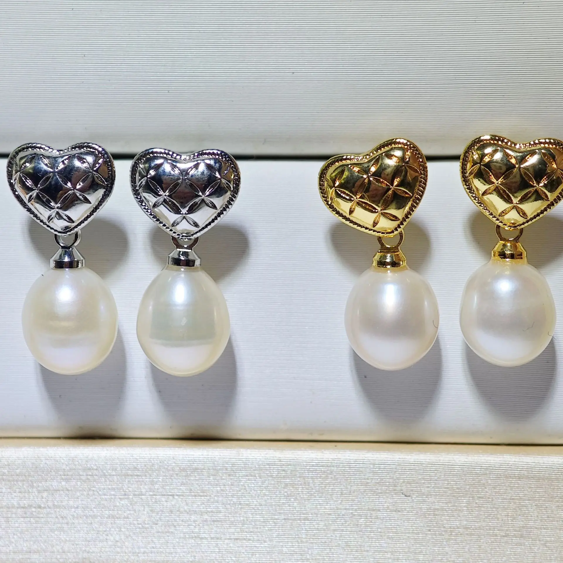 925 Silver Heart Pearl Earrings Vintage Love Style - Image 6