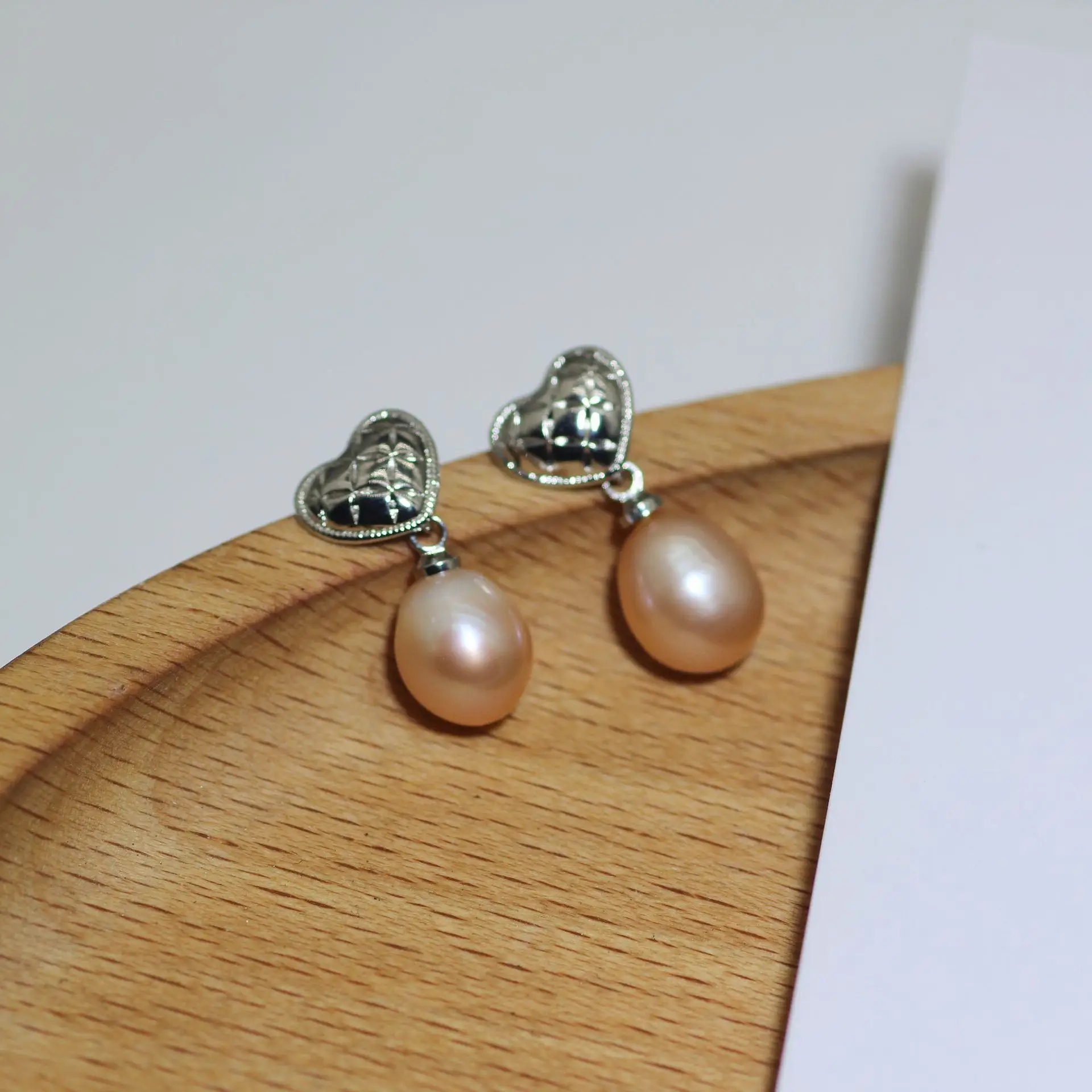 925 Silver Heart Pearl Earrings Vintage Love Style - Image 7