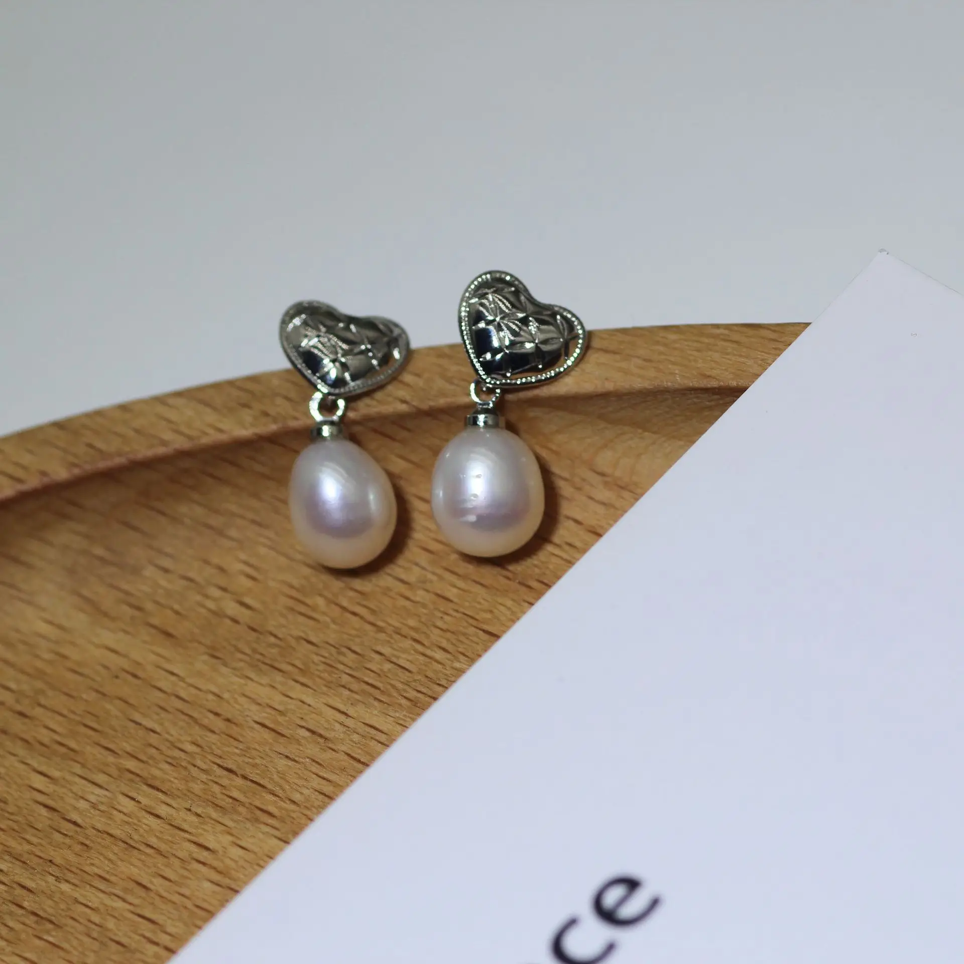 925 Silver Heart Pearl Earrings Vintage Love Style — feature 12