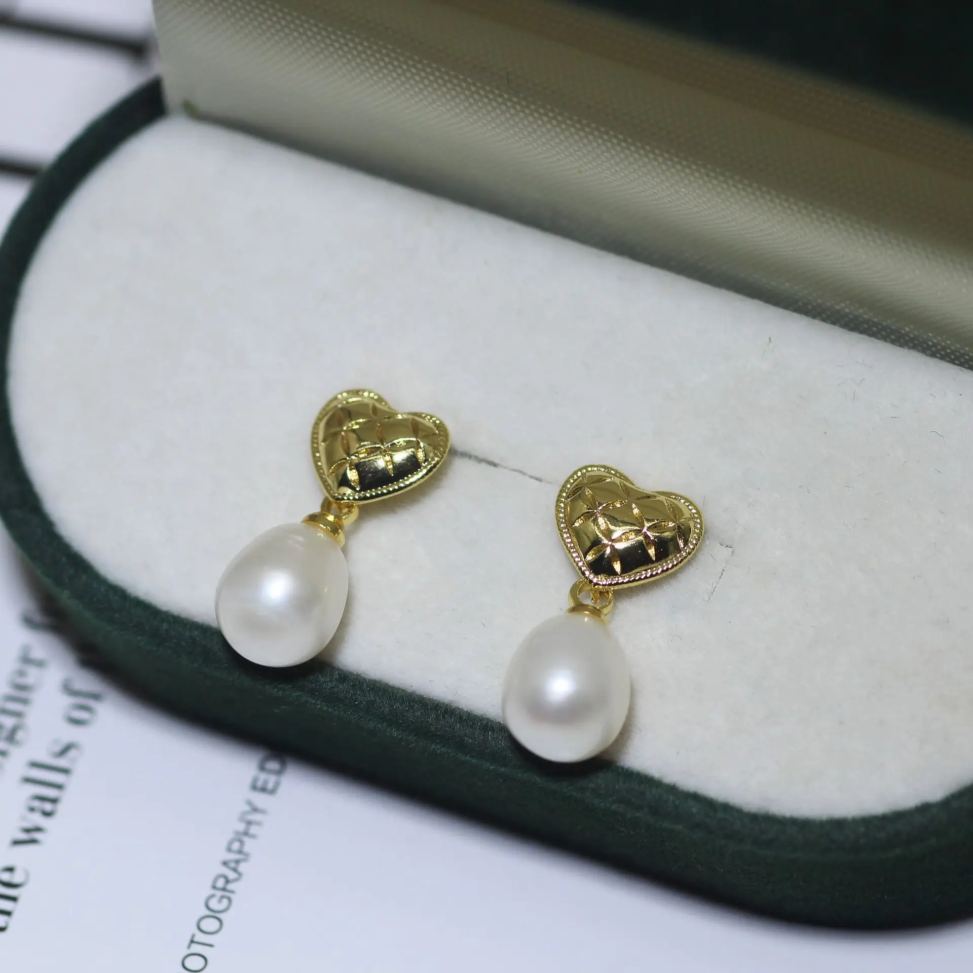 925 Silver Heart Pearl Earrings Vintage Love Style — feature 16