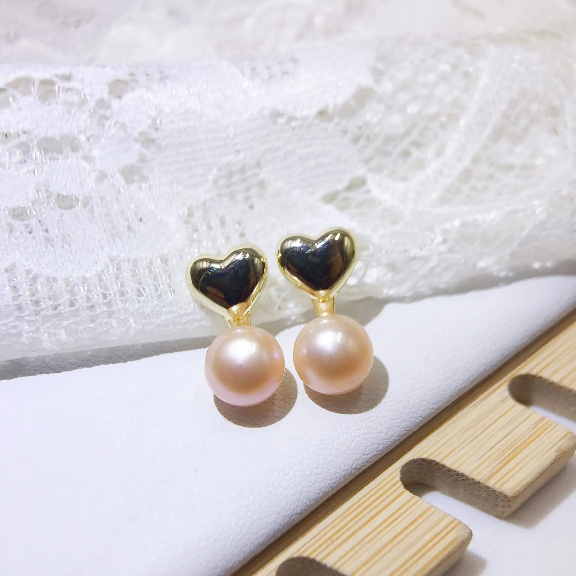 925 Silver Heart Pearl Earrings Vintage Love Style - Image 3